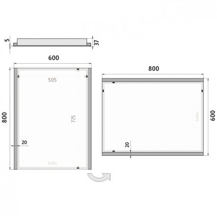 NIMCO ZP 11002 - LED vonios veidrodis su apšvietimu LED/24W/230V 6500K 80x60 cm IP44