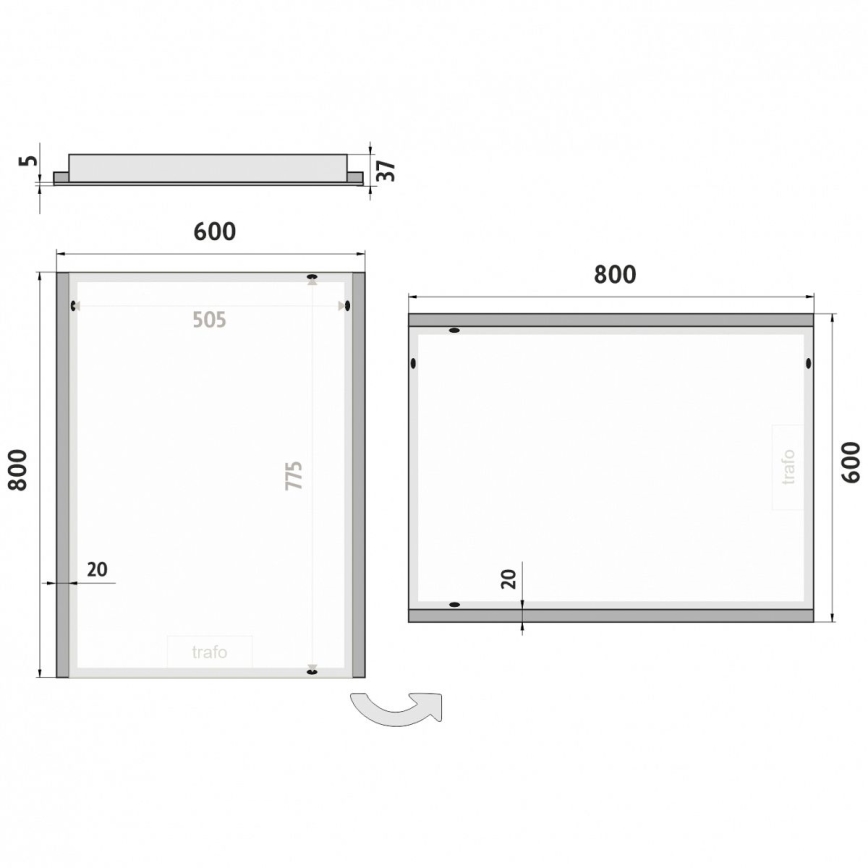 NIMCO ZP 11002 - LED vonios veidrodis su apšvietimu LED/24W/230V 6500K 80x60 cm IP44