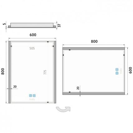 NIMCO ZP 11002VX - LED pritemdomas apšviestas veidrodis voniai LED/24W/230V 3000-6500K 80x60 cm IP44