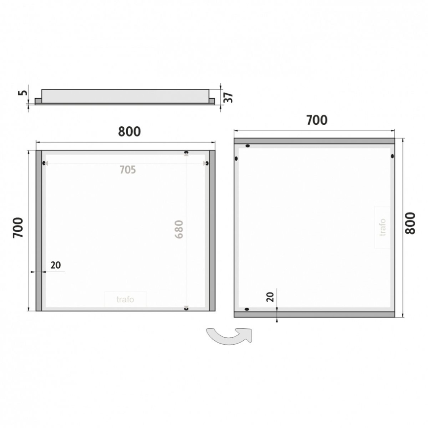 NIMCO ZP 11003 - LED vonios veidrodis su apšvietimu LED/21W/230V 6500K 70x80 cm IP44
