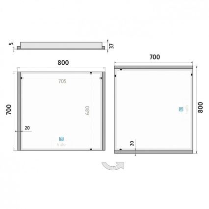 NIMCO ZP 11003V - LED pritemdomas apšviestas veidrodis voniai LED/21W/230V 3000-6500K 70x80 cm IP44