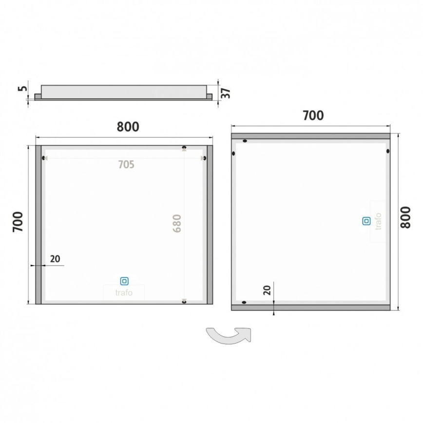 NIMCO ZP 11003V - LED pritemdomas apšviestas veidrodis voniai LED/21W/230V 3000-6500K 70x80 cm IP44