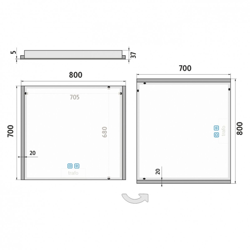 NIMCO ZP 11003VX - LED pritemdomas apšviestas veidrodis voniai LED/21W/230V 3000-6500K 70x80 cm IP44