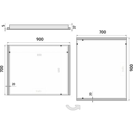 NIMCO ZP 11019 - LED vonios veidrodis su apšvietimu LED/21W/230V 6500K 70x90 cm IP44