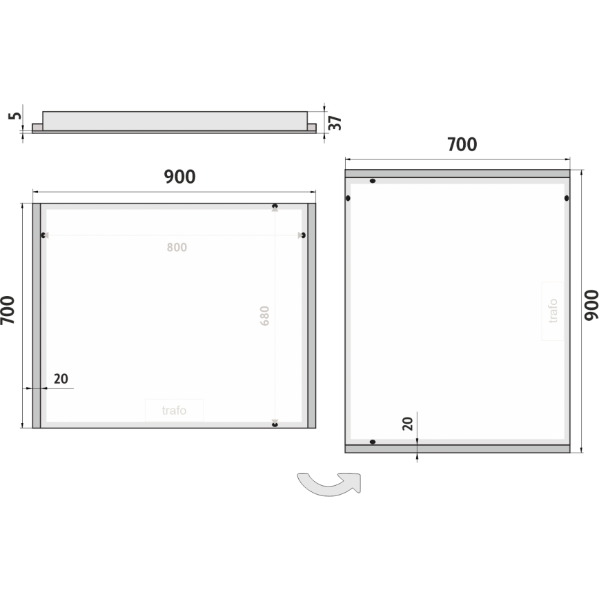 NIMCO ZP 11019 - LED vonios veidrodis su apšvietimu LED/21W/230V 6500K 70x90 cm IP44