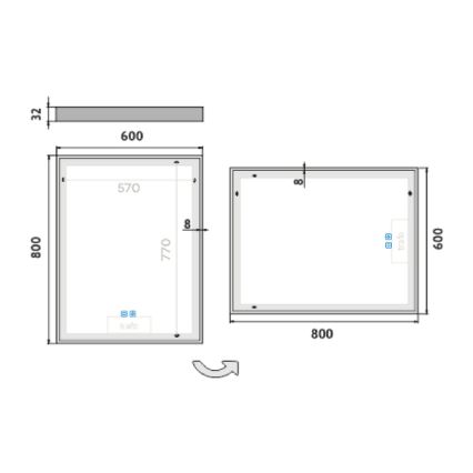 NIMCO ZP 13002VX - LED pritemdomas apšviestas veidrodis voniai LED/41W/230V 3000-6500K 80x60 cm IP44