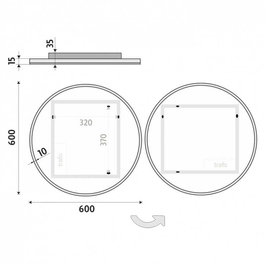 NIMCO ZP 26000R - LED vonios veidrodis su integruotu apšvietimu LED/26W/230V 6500K skersmuo 60 cm IP44