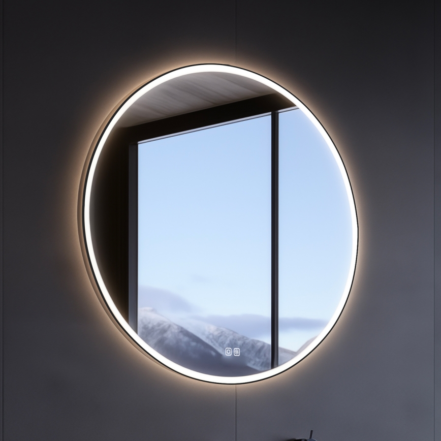 NIMCO ZPC 28000RVX-90 - LED pritemdomas apšviestas veidrodis voniai LED/26W/230V 3000-6500K diametras 60 cm matinė juoda IP44