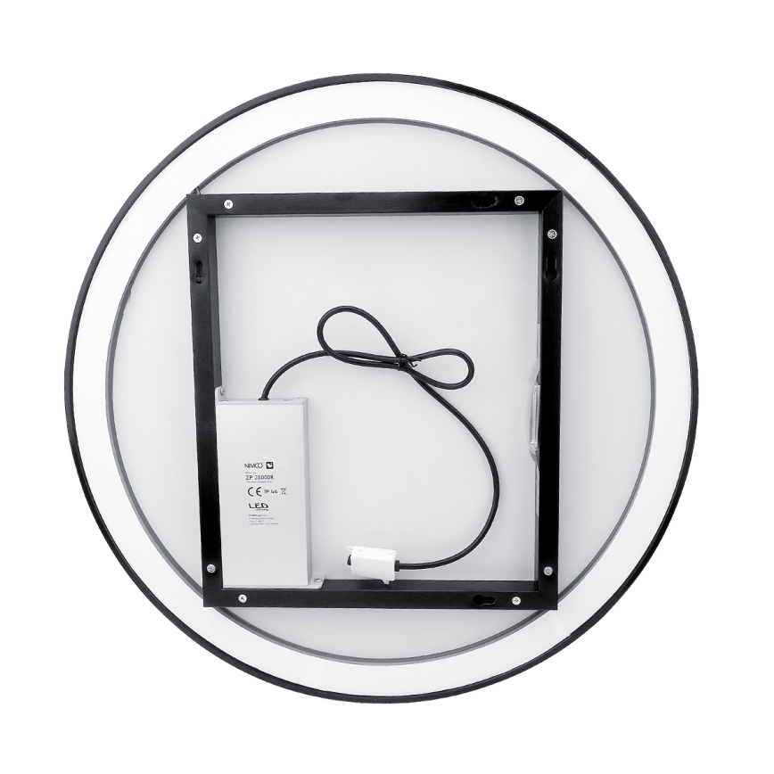 NIMCO ZPC 28000RVX-90 - LED vonios veidrodis su reguliuojamu LED apšvietimu LED/26W/230V 3000-6500K skersmuo 60 cm matinė juoda IP44