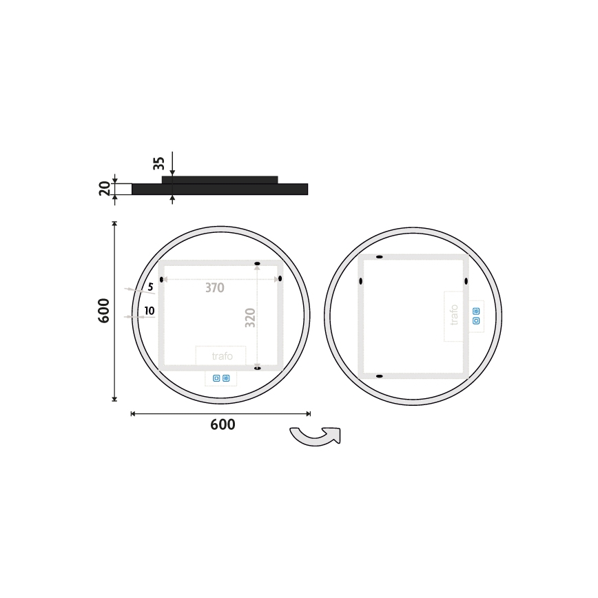 NIMCO ZPC 28000RVX-90 - LED vonios veidrodis su reguliuojamu LED apšvietimu LED/26W/230V 3000-6500K skersmuo 60 cm matinė juoda IP44