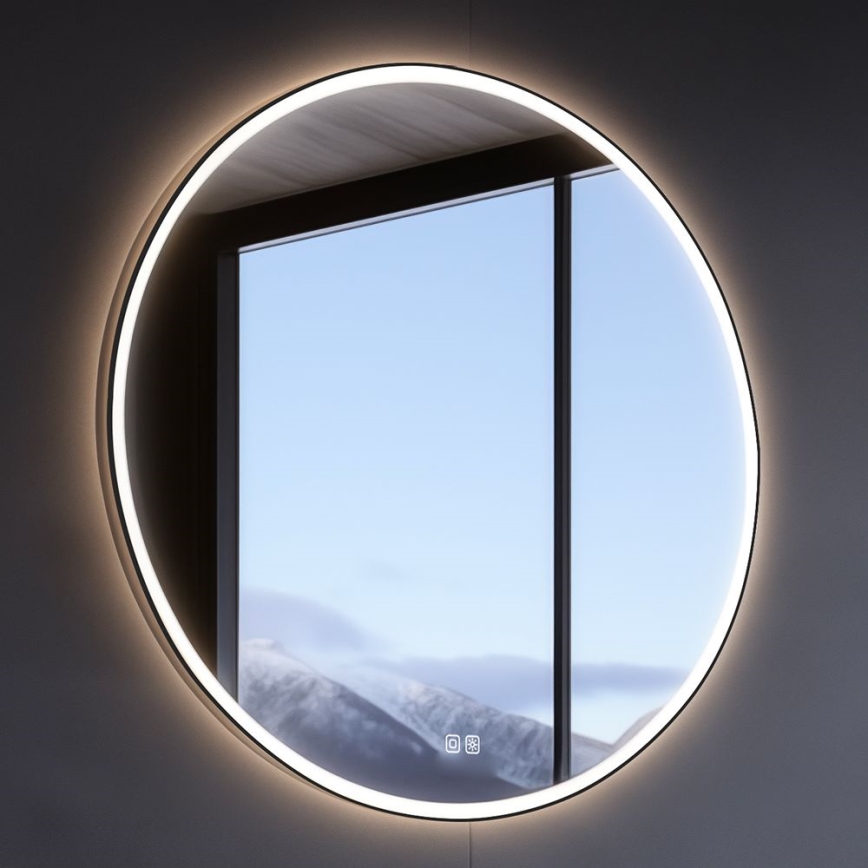 NIMCO ZPC 28001RVX-90 - LED pritemdomas apšviestas veidrodis voniai LED/33W/230V 3000-6500K diametras 70 cm matinė juoda IP44