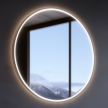 NIMCO ZPC 28001RVX-90 - LED reguliuojamo ryškumo vonios veidrodis su foniniu apšvietimu LED/33W/230V 3000-6500K skersmuo 70 cm matinė juoda IP44