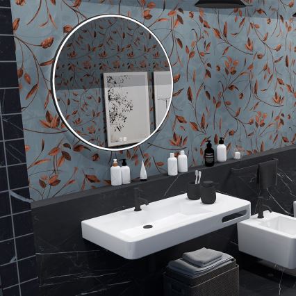 NIMCO ZPC 28001RVX-90 - LED reguliuojamo ryškumo vonios veidrodis su foniniu apšvietimu LED/33W/230V 3000-6500K skersmuo 70 cm matinė juoda IP44