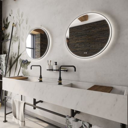 NIMCO ZPC 28001RVX-90 - LED reguliuojamo ryškumo vonios veidrodis su foniniu apšvietimu LED/33W/230V 3000-6500K skersmuo 70 cm matinė juoda IP44