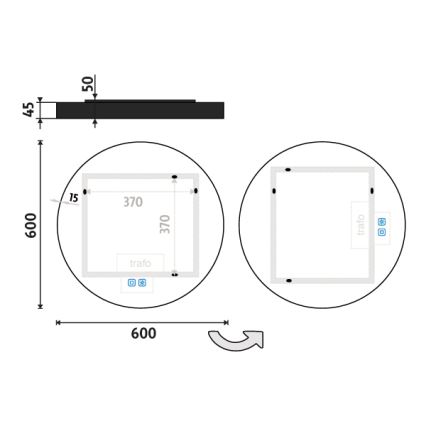 NIMCO ZPC 31000RVX-90 - LED pritemdomas apšviestas veidrodis voniai LED/20W/230V 3000-6500K diametras 60 cm matinė juoda IP44