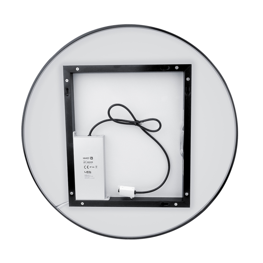 NIMCO ZPC 31001RVX-90 - LED pritemdomas apšviestas veidrodis voniai LED/22W/230V 3000-6500K diametras 70 cm matinė juoda IP44