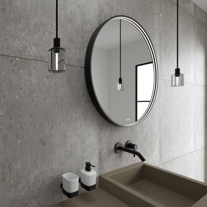 NIMCO ZPC 31002RVX-90 - reguliuojamas LED vonios veidrodis su LED apšvietimu/26W/230V 3000-6500K, skersmuo 80 cm, matinė juoda, IP44