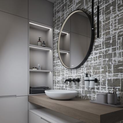 NIMCO ZPC 31002RVX-90 - reguliuojamas LED vonios veidrodis su LED apšvietimu/26W/230V 3000-6500K, skersmuo 80 cm, matinė juoda, IP44