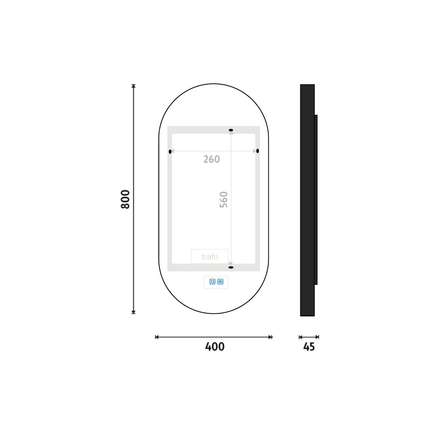 NIMCO ZPC 32002LVX-90 - LED pritemdomas apšviestas veidrodis voniai LED/25W/230V 3000-6500K 80x40 cm matinė juoda  IP44