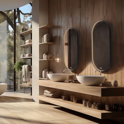 NIMCO ZPC 32002LVX-90 - LED reguliuojamo ryškumo apšviestas vonios veidrodis LED/25W/230V 3000-6500K 80x40 cm matinė juoda IP44