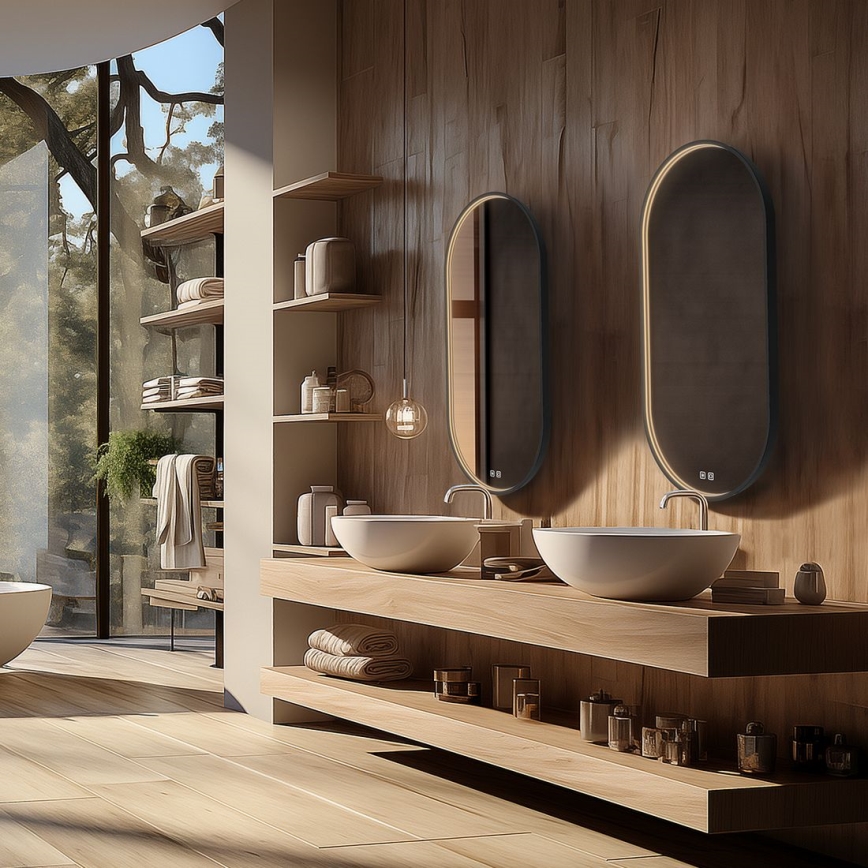 NIMCO ZPC 32002LVX-90 - LED reguliuojamo ryškumo apšviestas vonios veidrodis LED/25W/230V 3000-6500K 80x40 cm matinė juoda IP44