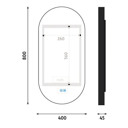 NIMCO ZPC 32002LVX-90 - LED reguliuojamo ryškumo apšviestas vonios veidrodis LED/25W/230V 3000-6500K 80x40 cm matinė juoda IP44