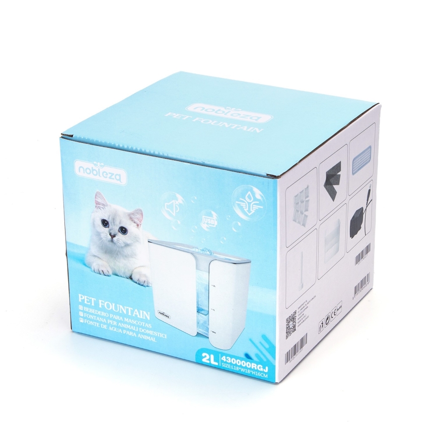 Nobleza - Vandens fontanas katėms 2l USB