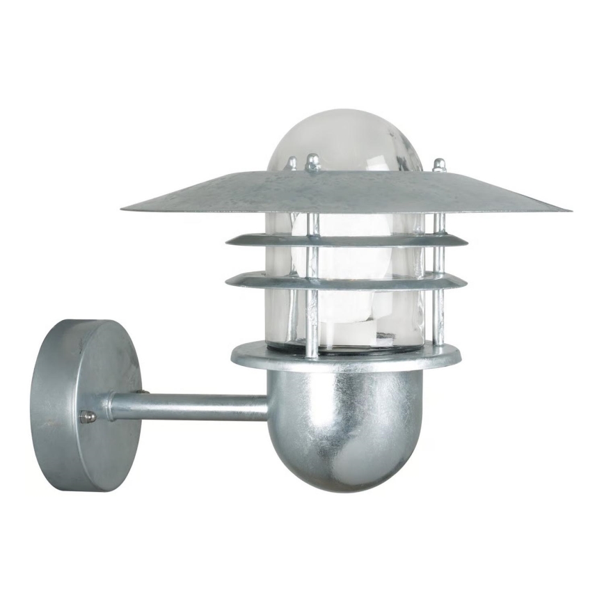 Nordlux - Lauko sieninis šviestuvas AGGER 1xE27/60W/230V IP54 sidabrinis