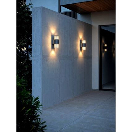 Nordlux - Lauko sieninis šviestuvas ALUDRA 2xE27/15W/230V IP54 antracitas