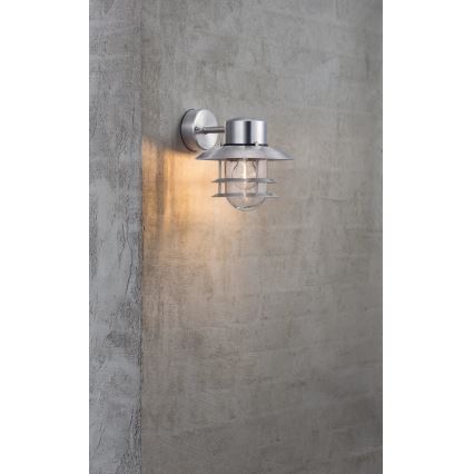 Nordlux - Lauko sieninis šviestuvas BLOKHUS 1xE27/60W/230V IP54 sidabras