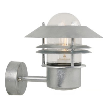 Nordlux - Lauko sieninis šviestuvas BLOKHUS 1xE27/60W/230V IP54 sidabras