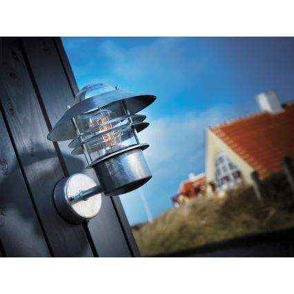 Nordlux - Lauko sieninis šviestuvas BLOKHUS 1xE27/60W/230V IP54 sidabras