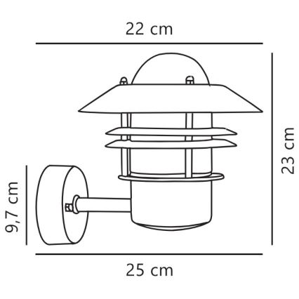 Nordlux - Lauko sieninis šviestuvas BLOKHUS 1xE27/60W/230V IP54 sidabras