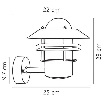 Nordlux - Lauko sieninis šviestuvas BLOKHUS 1xE27/60W/230V IP54 varis
