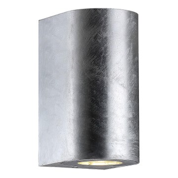 Nordlux - Lauko sieninis šviestuvas CANTO 2xGU10/28W/230V IP44 sidabrinis
