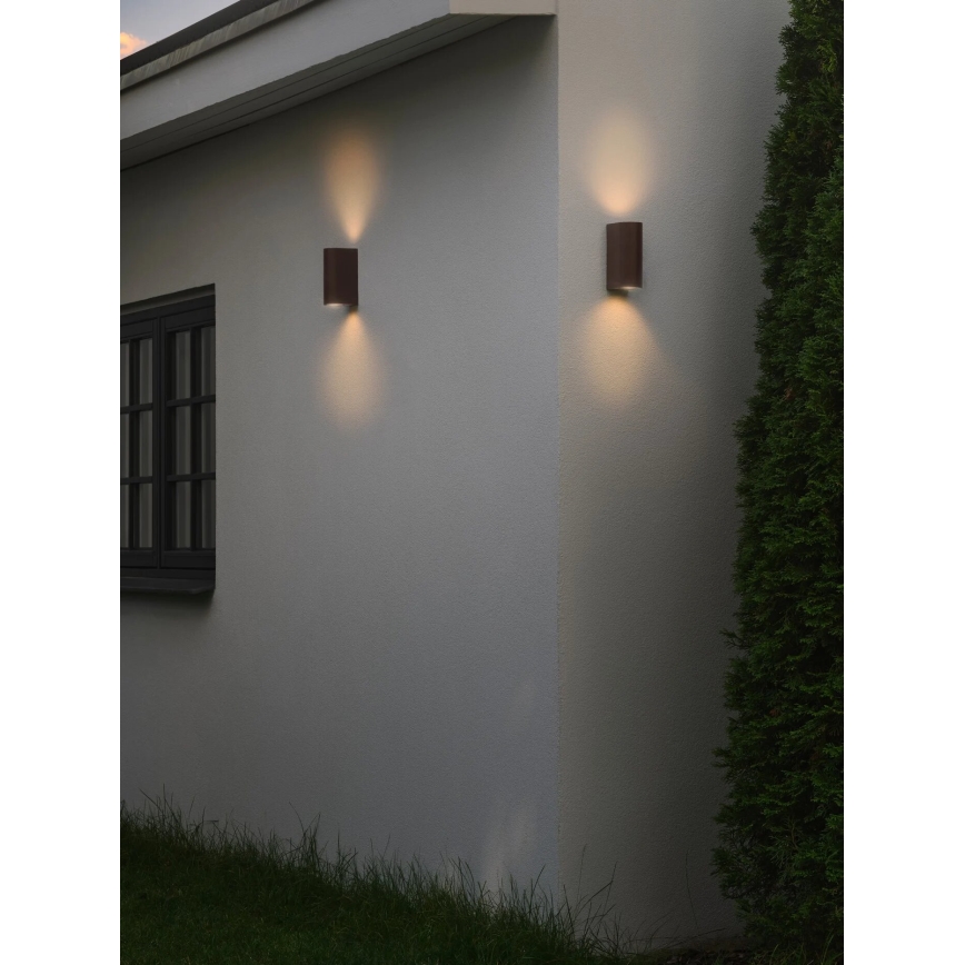 Nordlux - Lauko sieninis šviestuvas DION 2xGU10/25W/230V IP44 rezavá