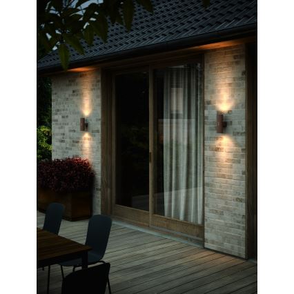 Nordlux - Lauko sieninis šviestuvas KYKLOP 2xGU10/25W/230V IP54 ruda