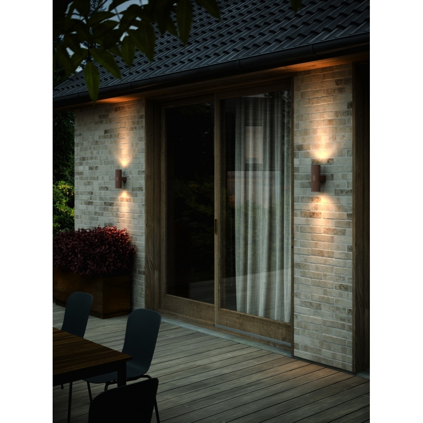 Nordlux - Lauko sieninis šviestuvas KYKLOP 2xGU10/25W/230V IP54 ruda