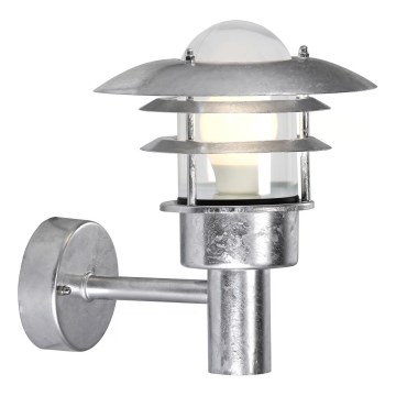 Nordlux - Lauko sieninis šviestuvas LONSTRUP 1xE27/60W/230V IP44 sidabras