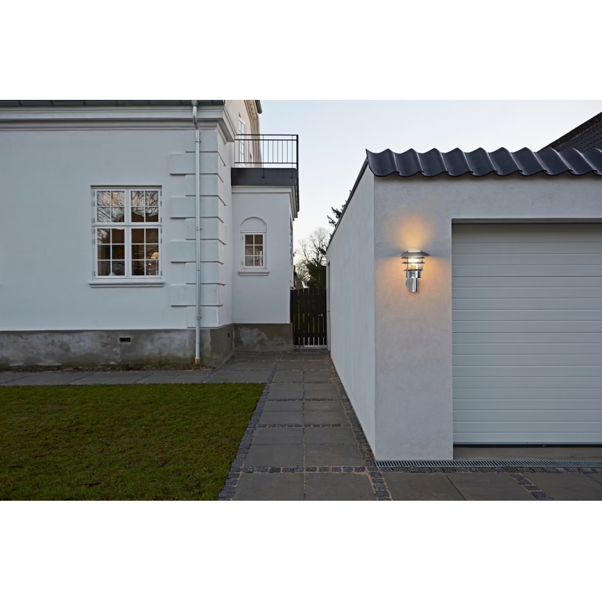 Nordlux - Lauko sieninis šviestuvas LONSTRUP 1xE27/60W/230V IP44 sidabras