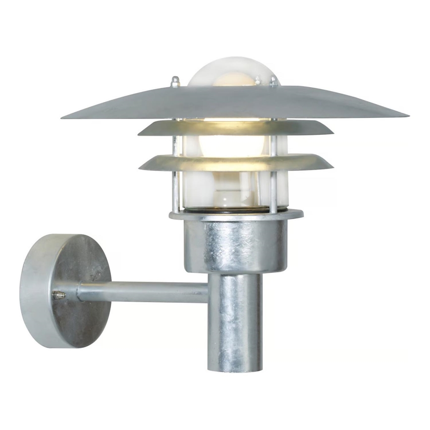 Nordlux - Lauko sieninis šviestuvas LONSTRUP 1xE27/60W/230V IP44 sidabras