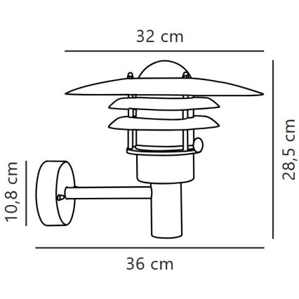 Nordlux - Lauko sieninis šviestuvas LONSTRUP 1xE27/60W/230V IP44 sidabras