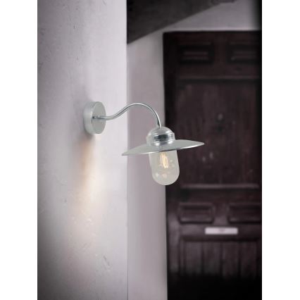 Nordlux - Lauko sieninis šviestuvas LUXEMBOURG 1xE27/60W/230V IP54 sidabras