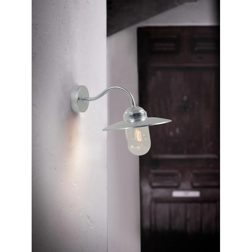 Nordlux - Lauko sieninis šviestuvas LUXEMBOURG 1xE27/60W/230V IP54 sidabras