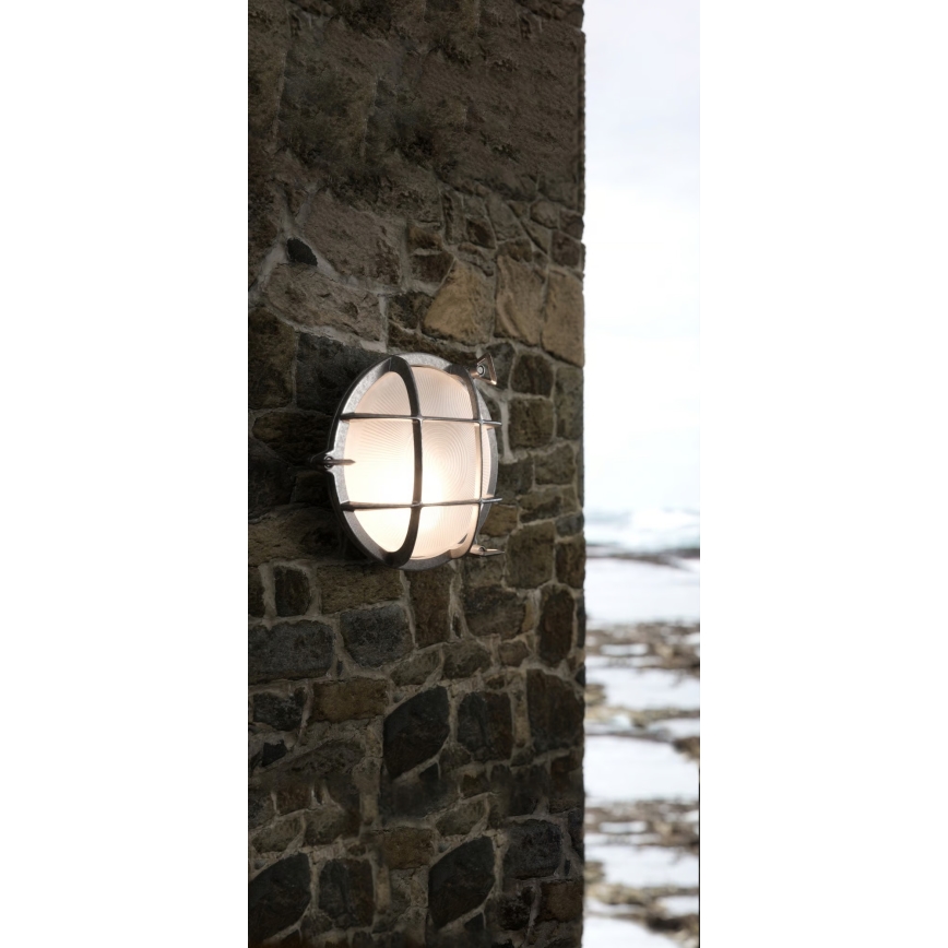 Nordlux - Lauko sieninis šviestuvas POLPERRO 1xE27/12,5W/230V IP64 pilka
