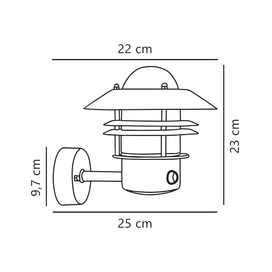 Nordlux - Lauko sieninis šviestuvas su jutikliu BLOKHUS 1xE27/60W/230V IP54