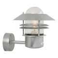 Nordlux - Lauko sieninis šviestuvas su jutikliu BLOKHUS 1xE27/60W/230V IP54 sidabras