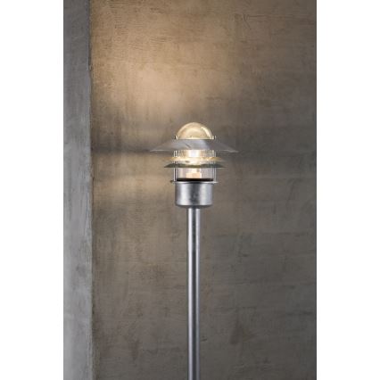 Nordlux - Lauko šviestuvas BLOKHUS 1xE27/60W/230V IP54 sidabrinis 92 cm
