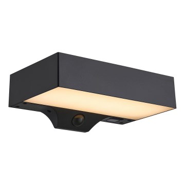 Nordlux - LED sieninis šviestuvas su jutikliu, įkraunamas saulės energija MONAY LED/5W/5V 3000K IP44