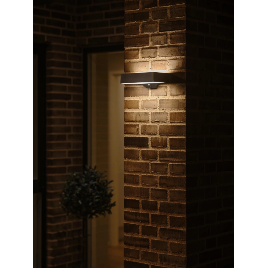 Nordlux - LED sieninis šviestuvas su jutikliu, įkraunamas saulės energija MONAY LED/5W/5V 3000K IP44